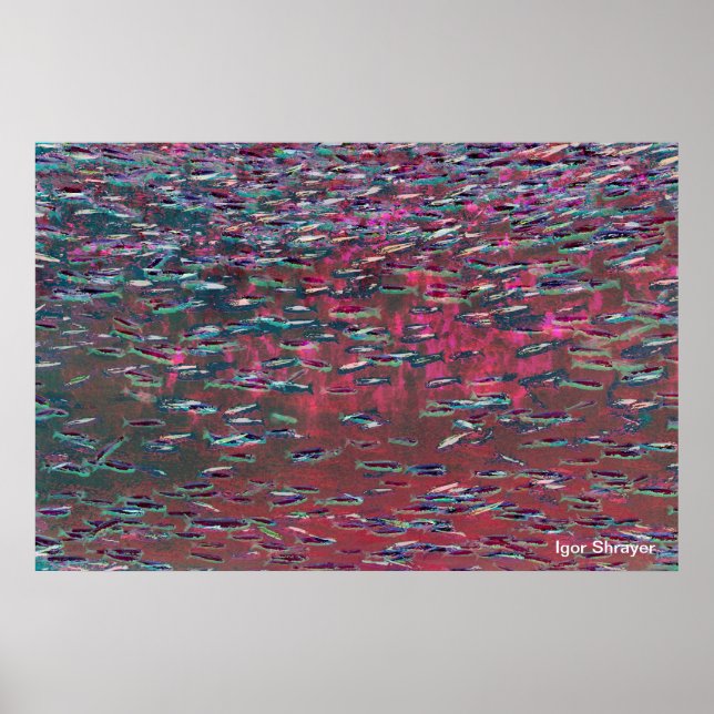 Póster Abstrato submarino - Peça 7 (Aquarela) (Frente)