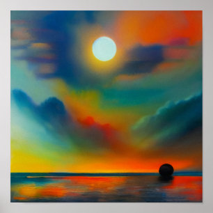 Poster Abstrato Sunset Na Porta