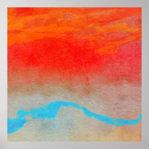 Poster Abstrato Sunset Oceano