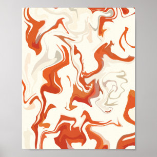 Poster Abstrato Swirl Art com Orange & Cream Tones