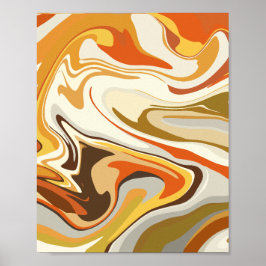 Poster Abstrato Swirling Orange and Beige Design