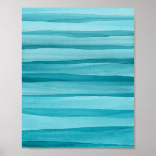 Poster Abstrato Teal Blue Watercolor Lines