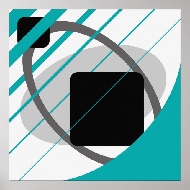 Póster Abstrato Teal Cinza preto esbranquiçado AP0002 (Frente)