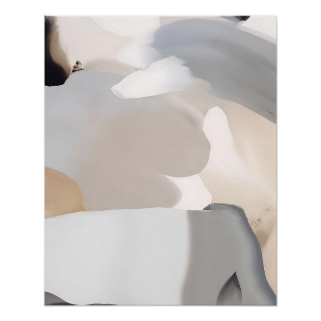 Póster Abstrato Terra Neutra com Formas Orgânicas (Frente)