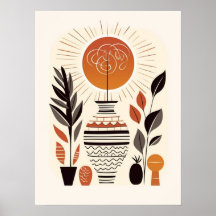 Abstrato Terracotta Decorativo Moderno Boho