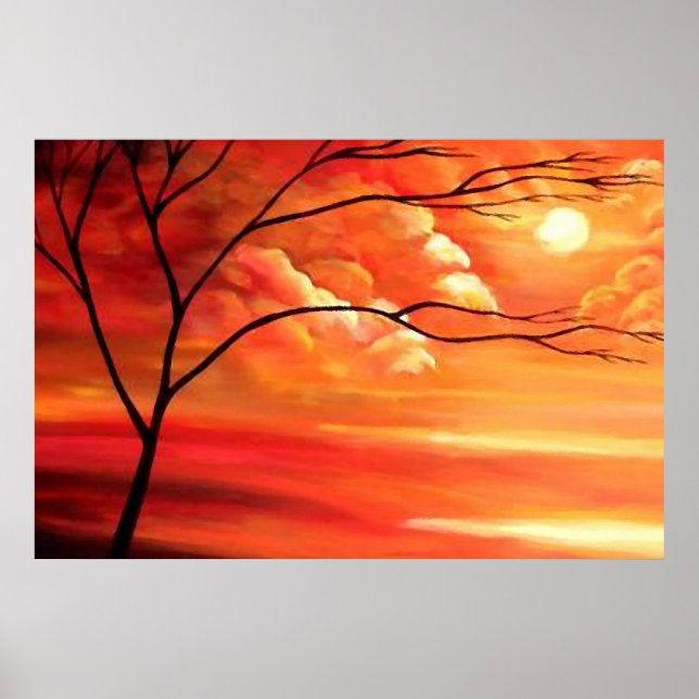Póster Abstrato Tree & Sunset - Arte moderna criativa (Frente)