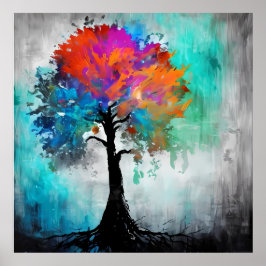 Poster Abstrato Tree Watercolor