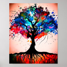 Poster Abstrato Tree Watercolor