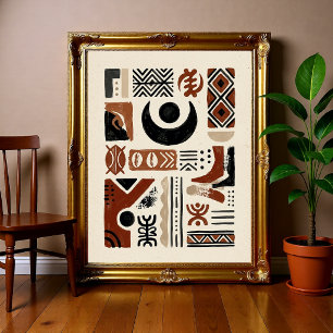 Poster Abstrato Tribal Afrocentrado