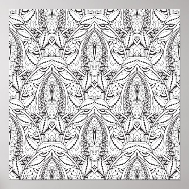 Póster Abstrato Tribal Doodle 2 (Frente)