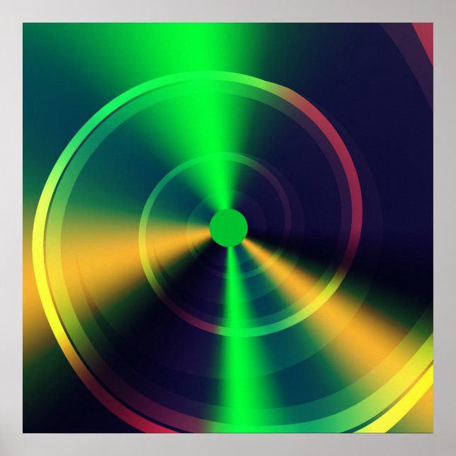 Poster Abstrato Trippy Groovy Green Swirl Art Fractal (Frente)