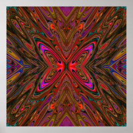 Poster Abstrato Trippy Orange e Magenta Butterfly