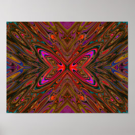 Poster Abstrato Trippy Orange e Magenta Butterfly