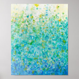 Póster abstrato Turquoise Azul Azul-Amarelo-Claro 8x10