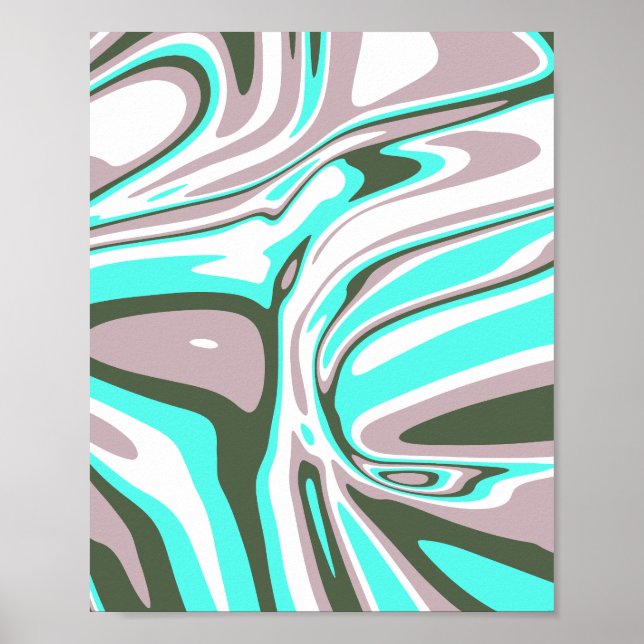 Poster Abstrato Turquoise Swirl (Frente)