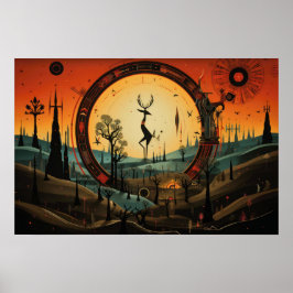 Poster Abstrato único Kokopelli