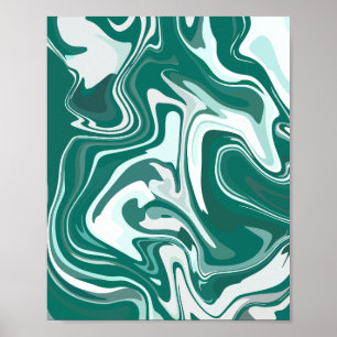 Poster Abstrato Verde e espiral branca do mármore