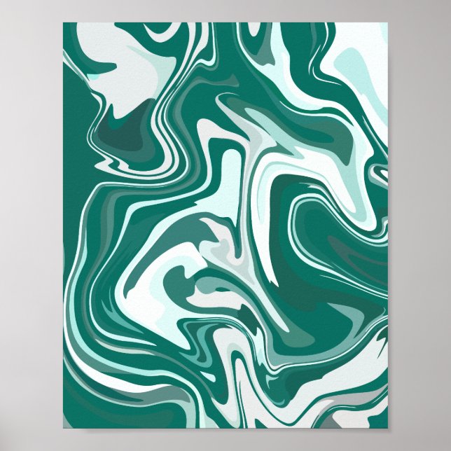 Poster Abstrato Verde e espiral branca do mármore (Frente)