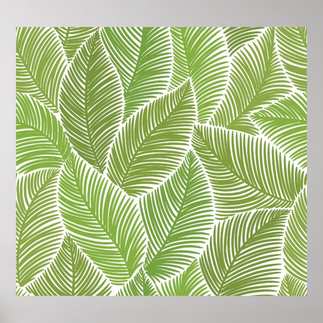 Poster Abstrato verde floral, fundo sem costura. (Frente)