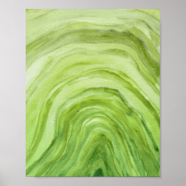 Poster Abstrato Verde limão Agate II Watercolor Art
