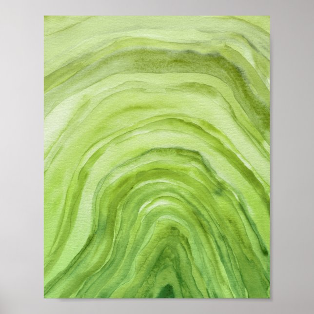 Poster Abstrato Verde limão Agate II Watercolor Art (Frente)