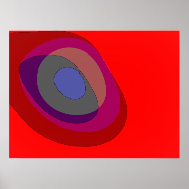 Poster Abstrato vermelho 714 - vibrações da década de 197 (Frente)