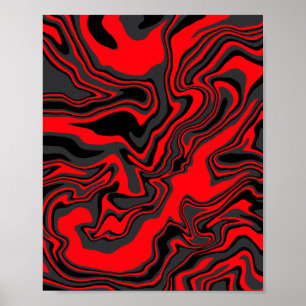 Poster Abstrato, vermelho e preto