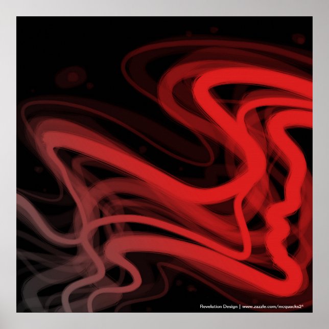 Póster Abstrato Vermelho Stringy (Frente)