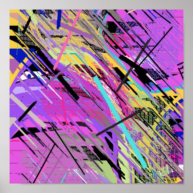 Poster Abstrato Vibrante 80s (Frente)