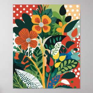 Poster Abstrato vibrante arte floral