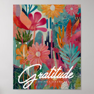 Poster Abstrato vibrante arte floral