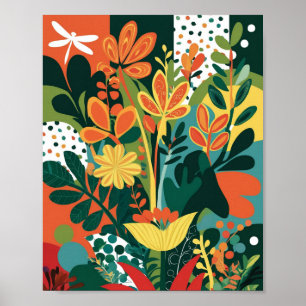 Poster Abstrato vibrante arte floral