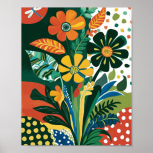 Poster Abstrato vibrante arte floral