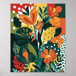 Poster Abstrato vibrante arte floral