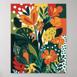 Poster Abstrato vibrante arte floral