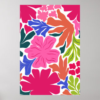 Poster Abstrato vibrante, brilhante e corajoso Floral Wal