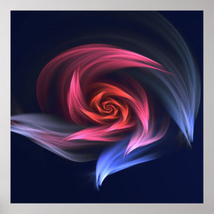 Poster Abstrato Vortex Forma Vermelha E Azul