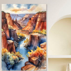 Poster Abstrato Watercolor Canyon Cliff