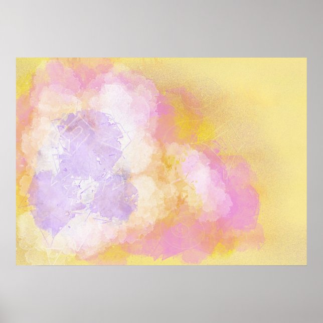 Póster Abstrato Watercolor - Fundo Laranja (Frente)