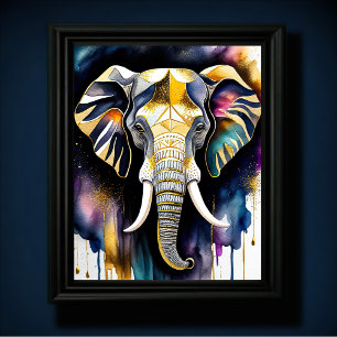 Poster Abstrato Watercolor Painting de Elefante 5:4