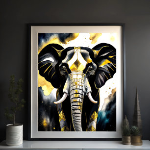 Poster Abstrato Watercolor Painting de Elefante 5:4