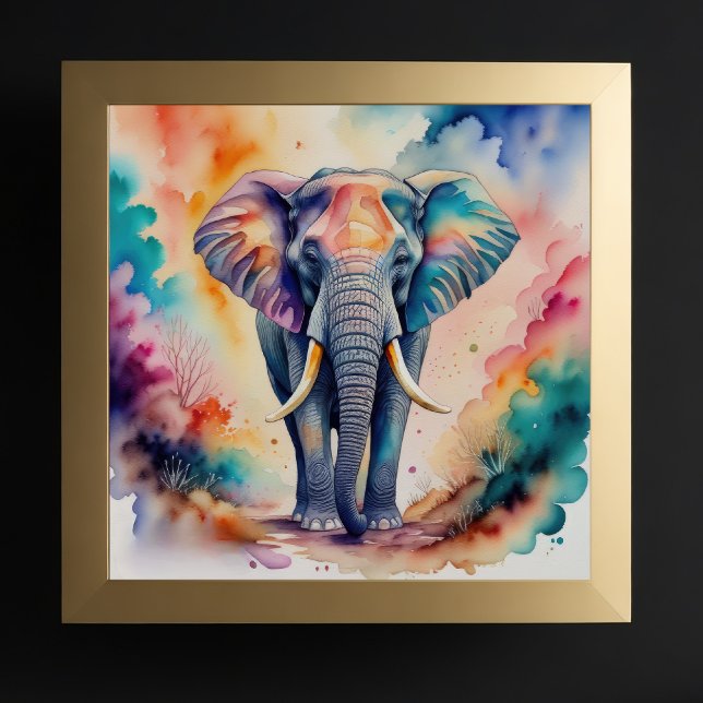 Poster Abstrato Watercolor Painting of Elephant 1:1 (Criador carregado)