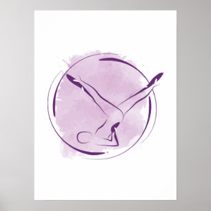 Poster Abstrato Watercolor Pilates Pose T Shirt