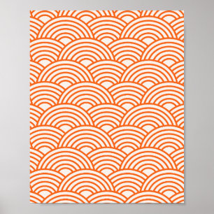 Poster Abstrato Waves Arches Linhas Laranja
