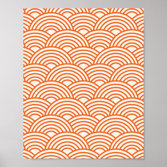 Poster Abstrato Waves Arches Linhas Laranja (Frente)