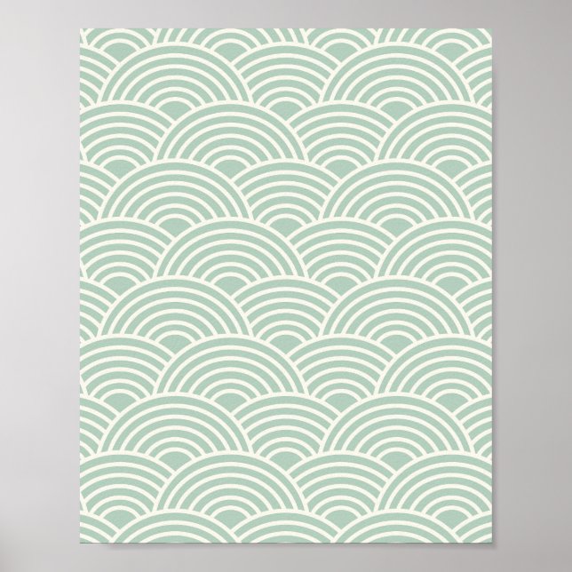 Poster Abstrato Waves Arches Linhas Verdes (Frente)
