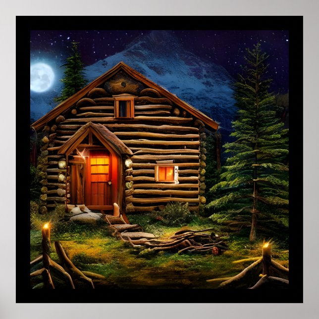 Poster Abstrato Wilderness Little Cabine (Frente)