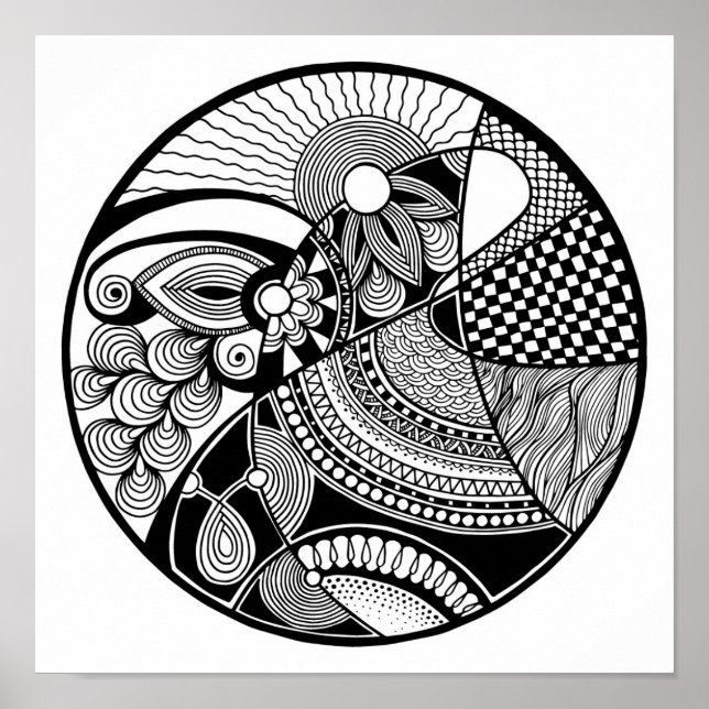 Póster Abstrato Zendala No Círculo 2 (Frente)
