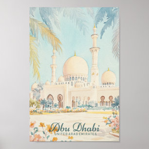 Poster Abu Dhabi UAE Gouache - Viagem de Ilustração de Pi
