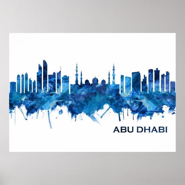 Poster Abu Dhabi UAE Skyline Blue (Frente)